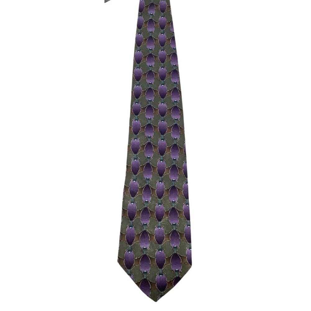 Silver Argiope Spider Nature Conservatory Men's Ties With Purple & Green Pattern